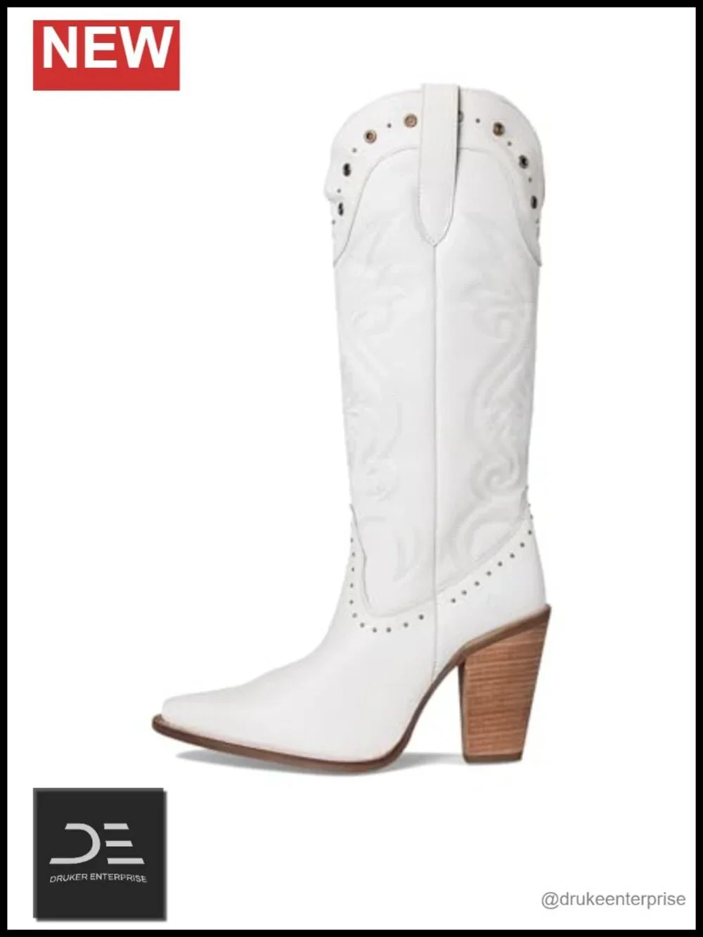 Women's Leather Knee-High Boots Snip Toe Block Heel Size 2-3 Inch